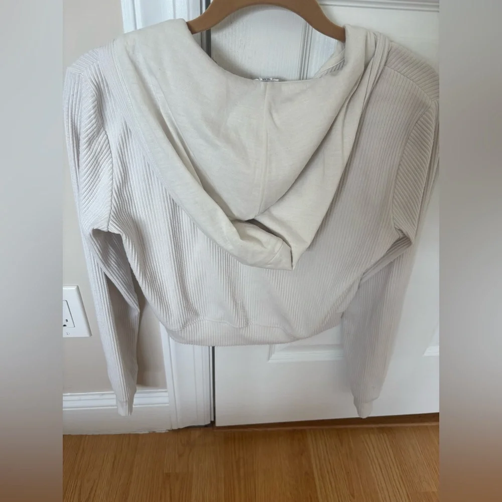 Garage Off White Ribbed Zip-Up Ribbed Hoodie - Picture 2 of 3